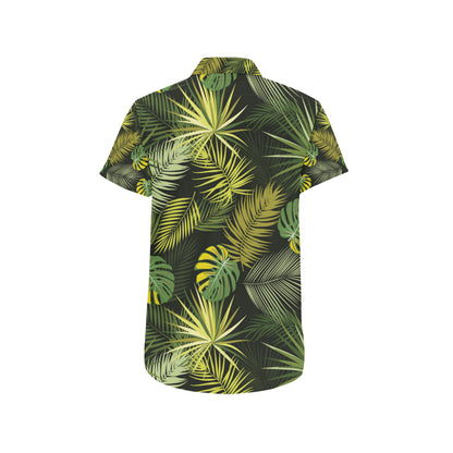 Palm Leaf Pattern Print Design A05 Men's Short Sleeve Button Up Shirt