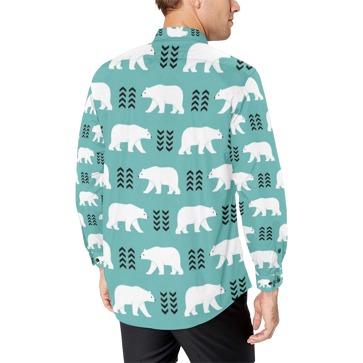Polar Bear Pattern Print Design A05 Men's Long Sleeve Shirt