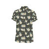 Daisy Pattern Print Design DS08 Men's Short Sleeve Button Up Shirt