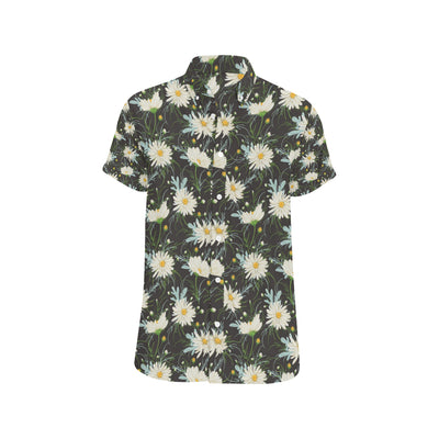 Daisy Pattern Print Design DS08 Men's Short Sleeve Button Up Shirt