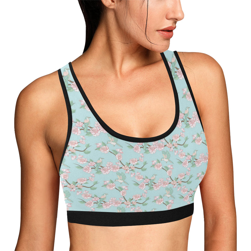 Cherry Blossom Pattern Print Design 02 Sports Bra