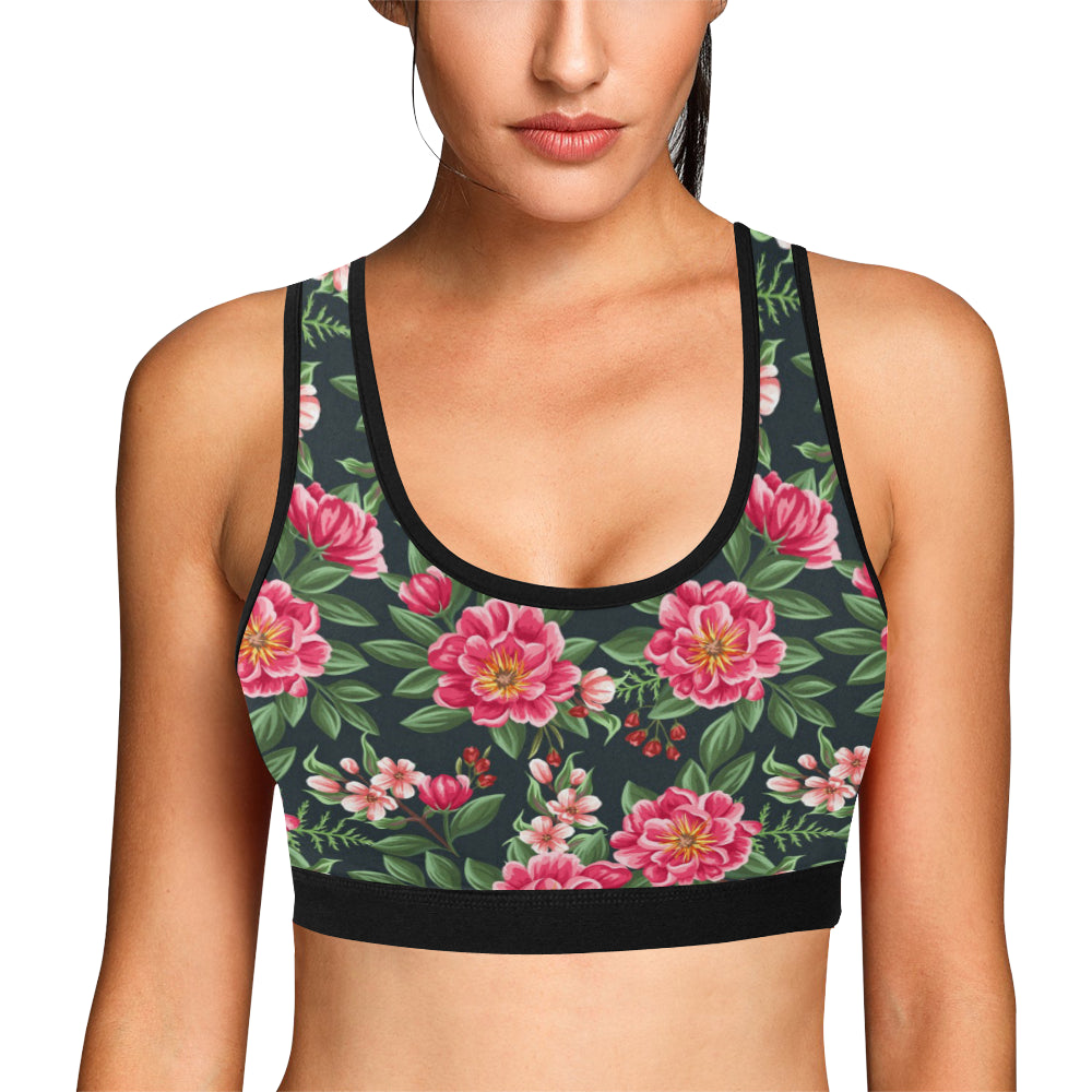 Summer Floral Pattern Print Design SF06 Sports Bra
