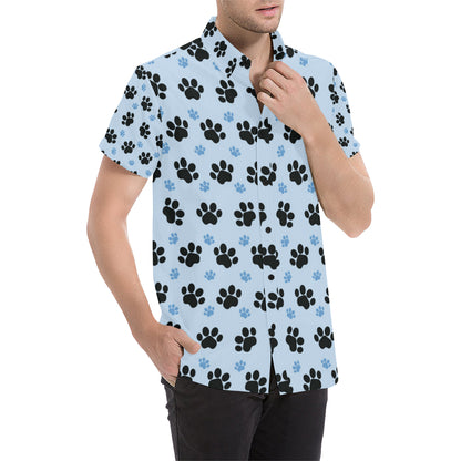 Paw Pattern Print Design A04 Men's Short Sleeve Button Up Shirt