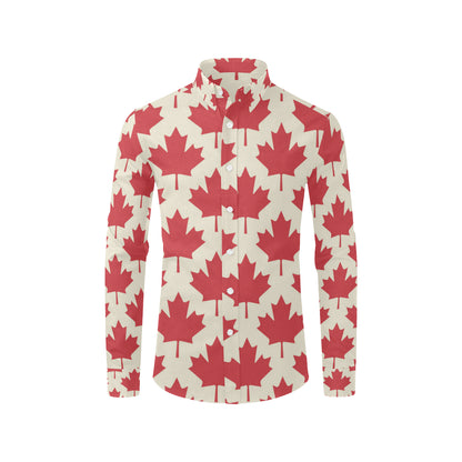 Maple Leaf Pattern Print Design 03 Men's Long Sleeve Shirt