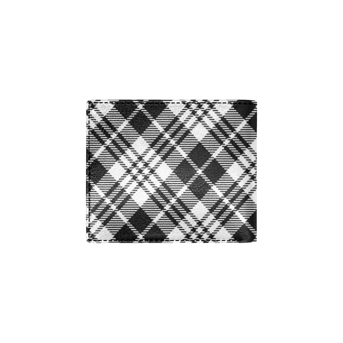 Plaid Black White Pattern Print Design A02 Men's ID Card Wallet