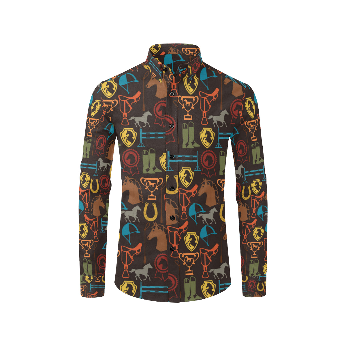 Equestrian Equipment Horse Colorful Men's Long Sleeve Shirt