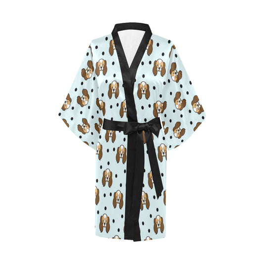 Cavalier King Charles Spaniels Pattern Print Desig Women's Short Kimono