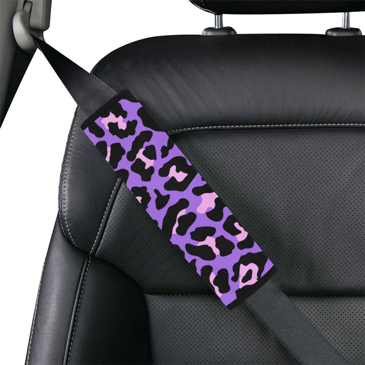 Cheetah Purple Neon Print Pattern Car Seat Belt Cover