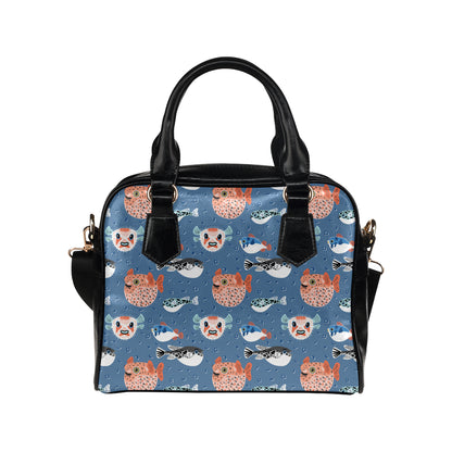Fugu Pattern Print Design 02 Shoulder Handbag