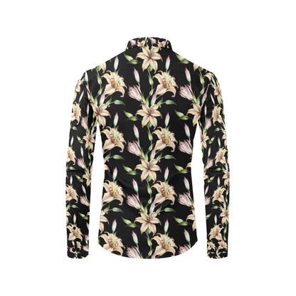 Lily Pattern Print Design LY05 Men's Long Sleeve Shirt