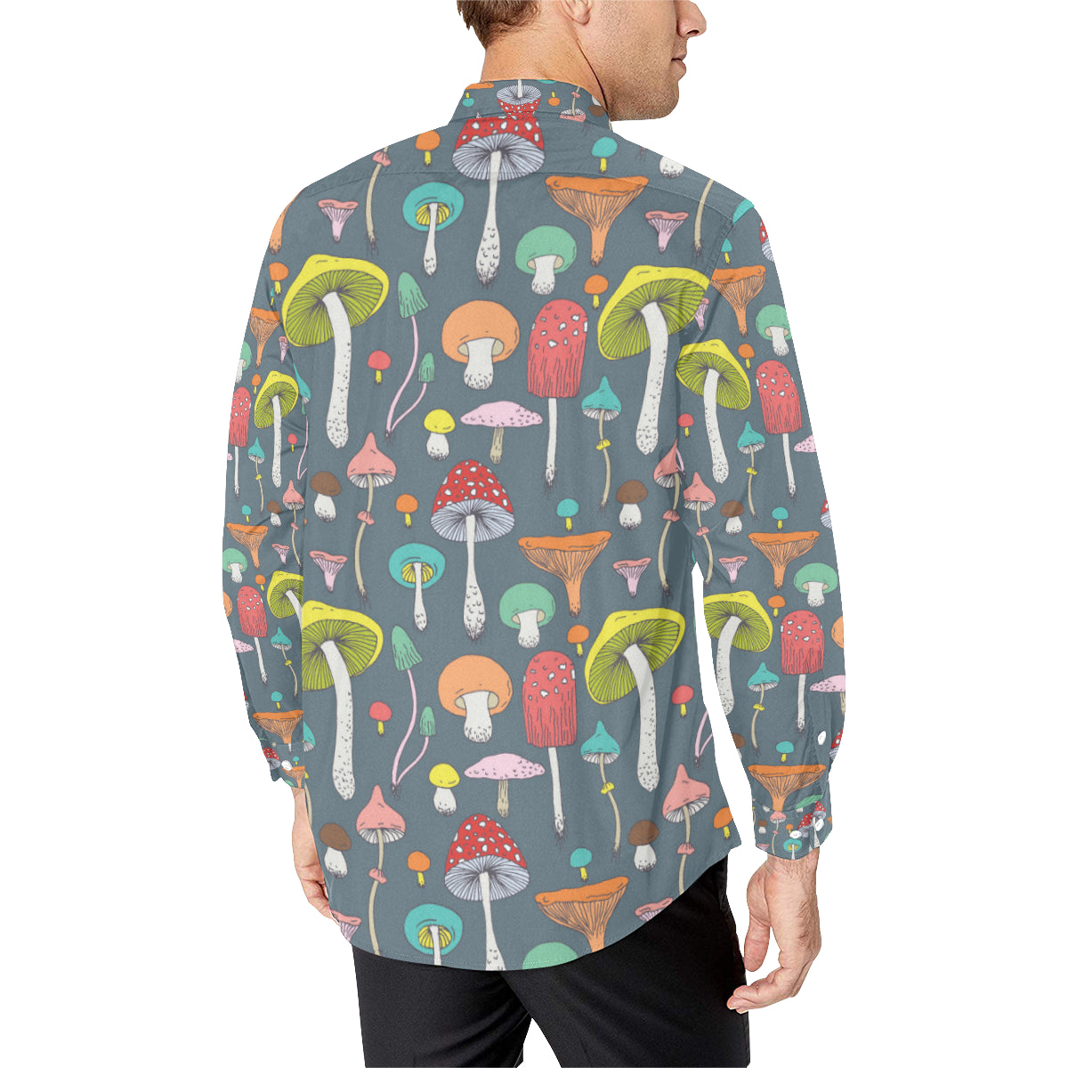 Mushroom Pattern Print Design A03 Men's Long Sleeve Shirt