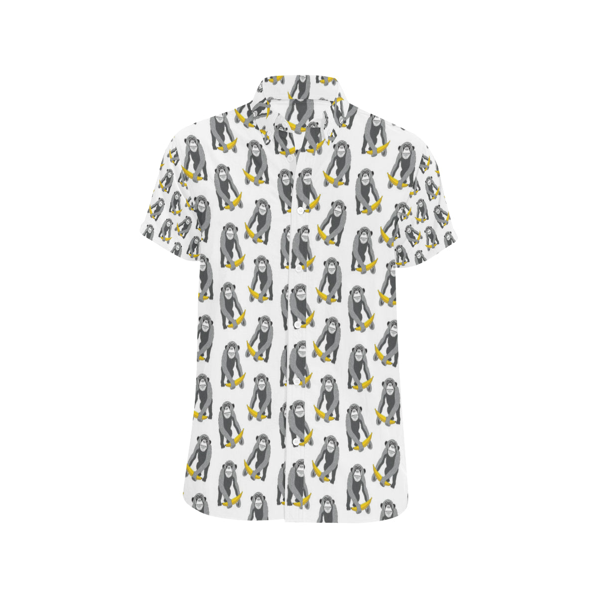 Chimpanzee Pattern Print Design 05 Men's Short Sleeve Button Up Shirt