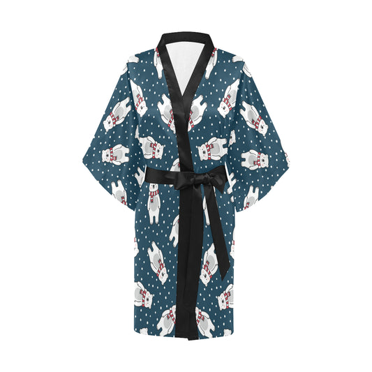 Polar Bear Pattern Print Design PB05 Women Kimono Robe