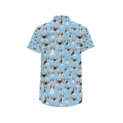 Beagle Pattern Print Design 03 Men's Short Sleeve Button Up Shirt