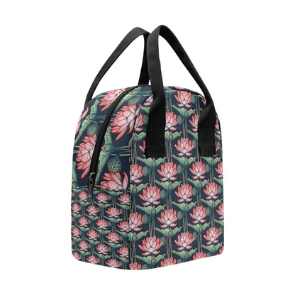 Water Lily Pattern Print Design WL03 Insulated Lunch Bag
