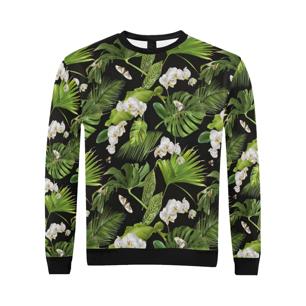 Tropical Flower Pattern Print Design TF026 Men Long Sleeve Sweatshirt
