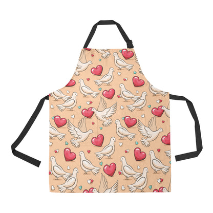 Pigeon Heart Pattern Print Design 04 Apron with Pocket