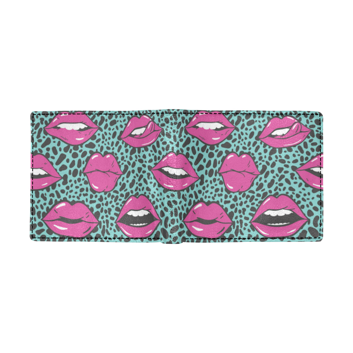 Lip Pattern Print Design 04 Men's ID Card Wallet
