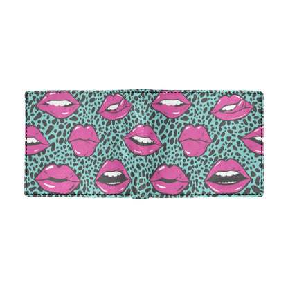 Lip Pattern Print Design 04 Men's ID Card Wallet
