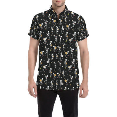 Skeleton Dance Print Men's Short Sleeve Button Up Shirt