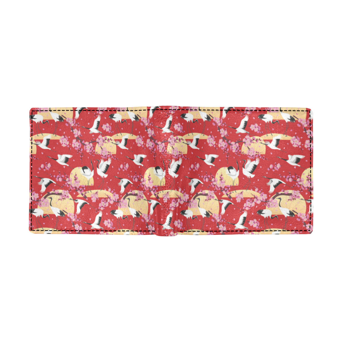 Crane Pattern Print Design 04 Men's ID Card Wallet