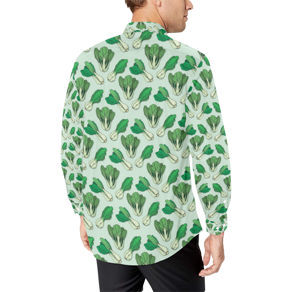 Bok Choy Pattern Print Design 01 Men's Long Sleeve Shirt