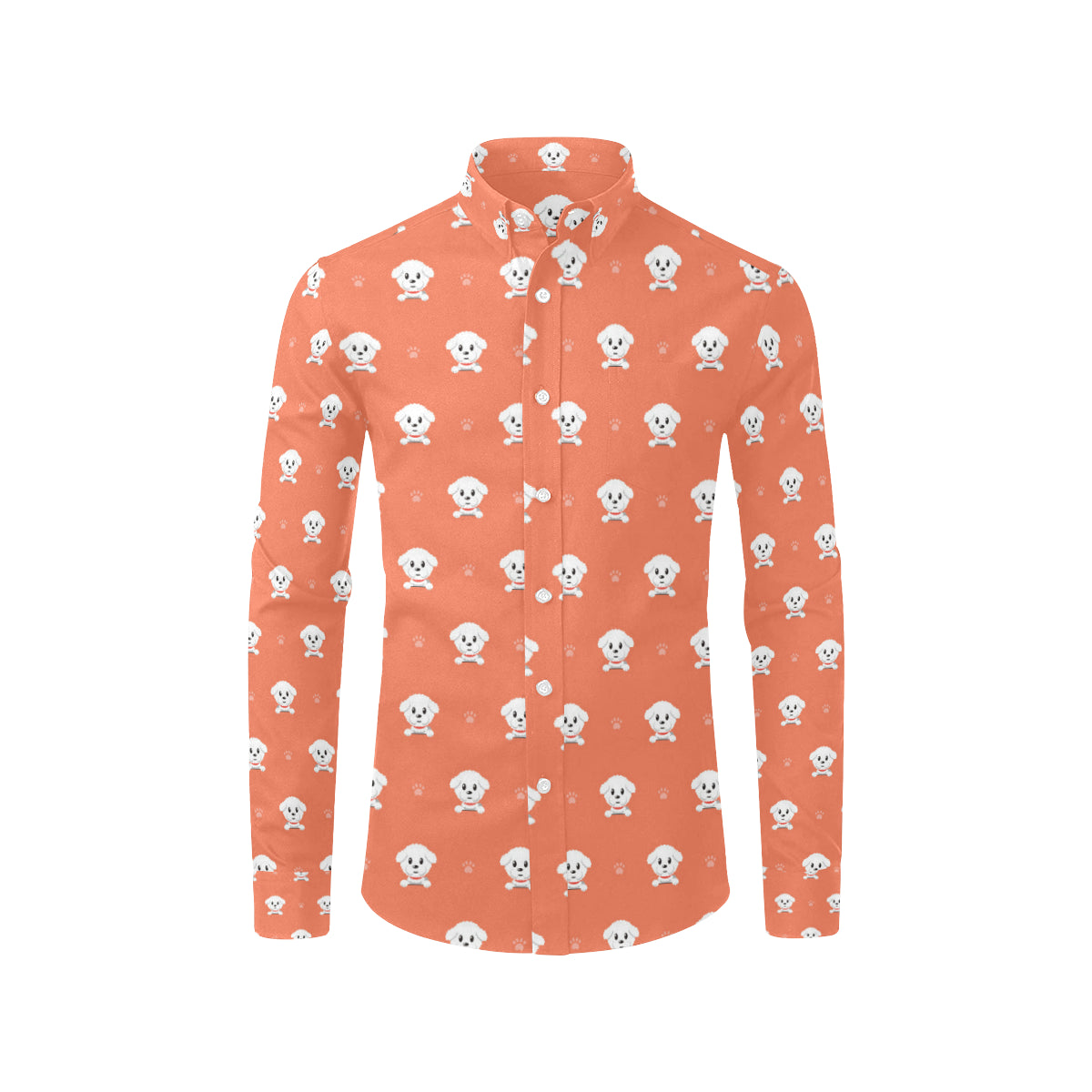 Bichons Frise Pattern Print Design 02 Men's Long Sleeve Shirt