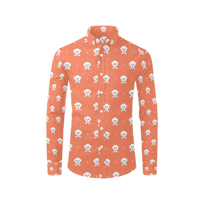 Bichons Frise Pattern Print Design 02 Men's Long Sleeve Shirt