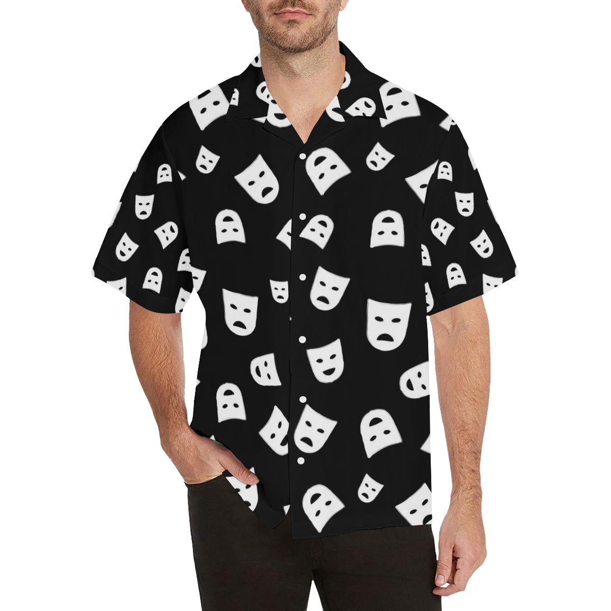 Acting Mask Pattern Print Design 03 Men's Hawaiian Shirt