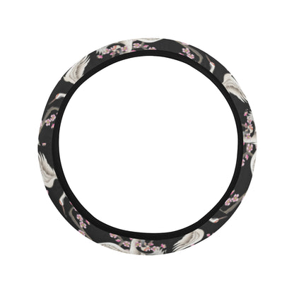Crane Pattern Print Design 01 Steering Wheel Cover with Elastic Edge