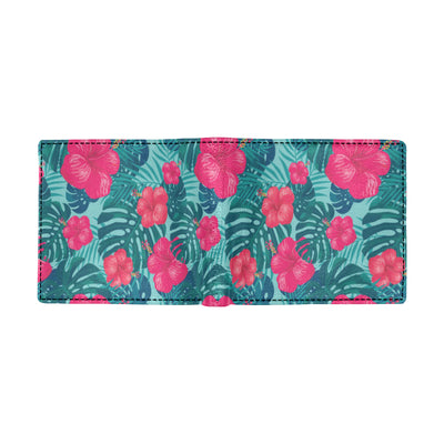 Red Hibiscus Pattern Print Design HB017 Men's ID Card Wallet