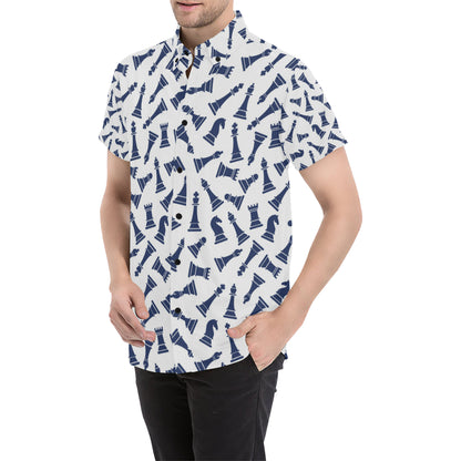 Chess Pattern Print Design 03 Men's Short Sleeve Button Up Shirt