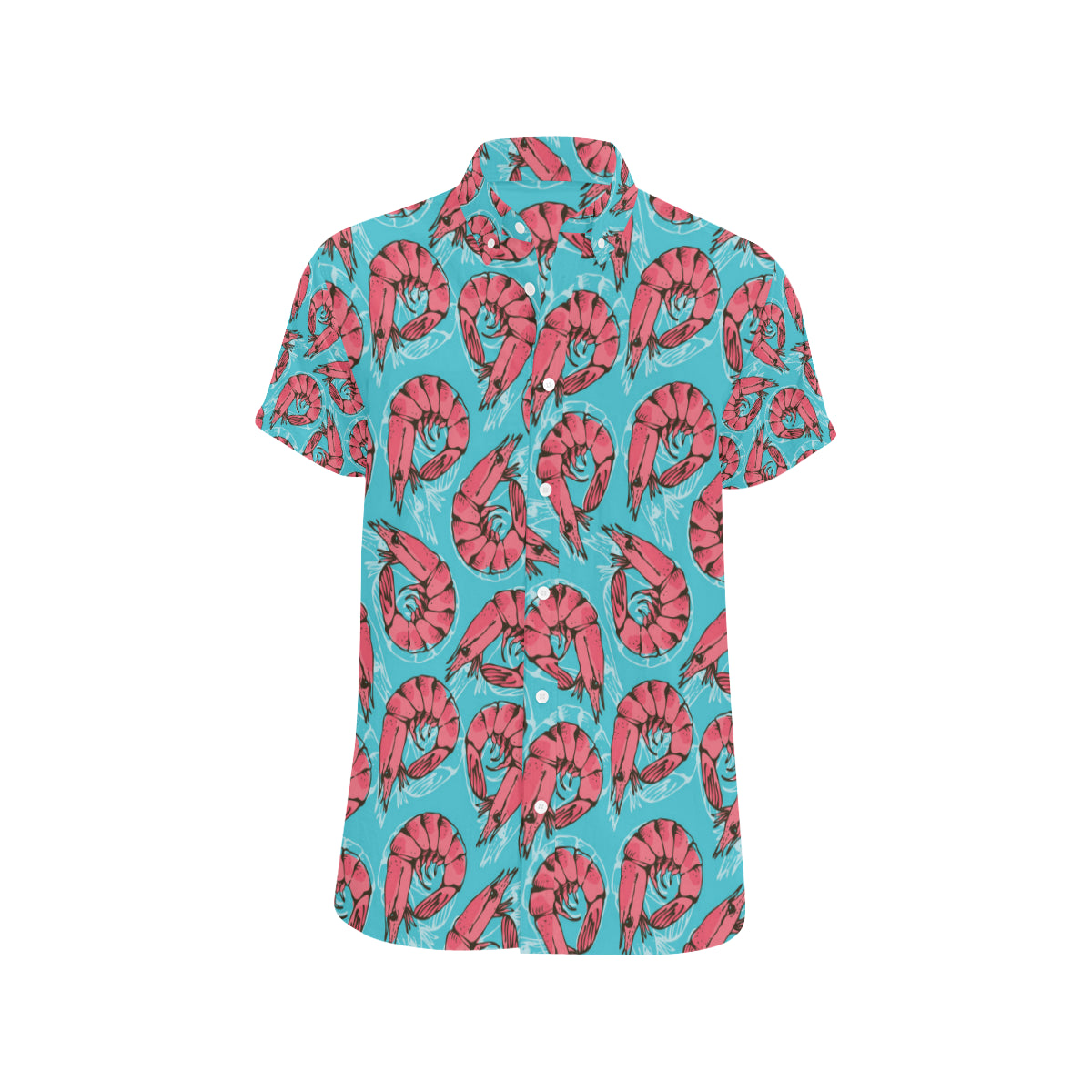 Prawn Pattern Print Design 01 Men's Short Sleeve Button Up Shirt