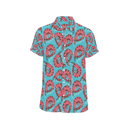 Prawn Pattern Print Design 01 Men's Short Sleeve Button Up Shirt