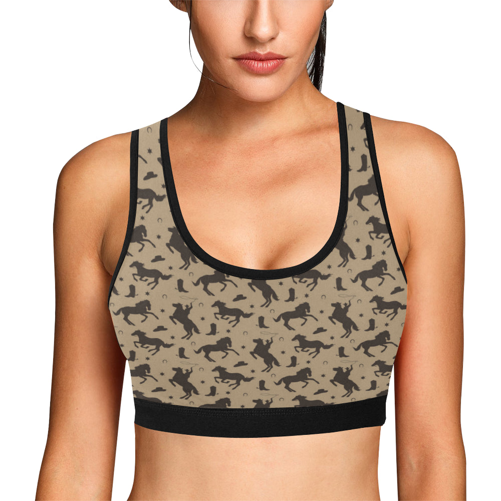 Cowboy Pattern Print Design 05 Sports Bra