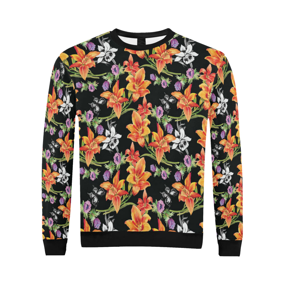 Tropical Flower Pattern Print Design TF02 Men Long Sleeve Sweatshirt