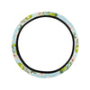 Elegant Olive Floral Print Steering Wheel Cover with Elastic Edge