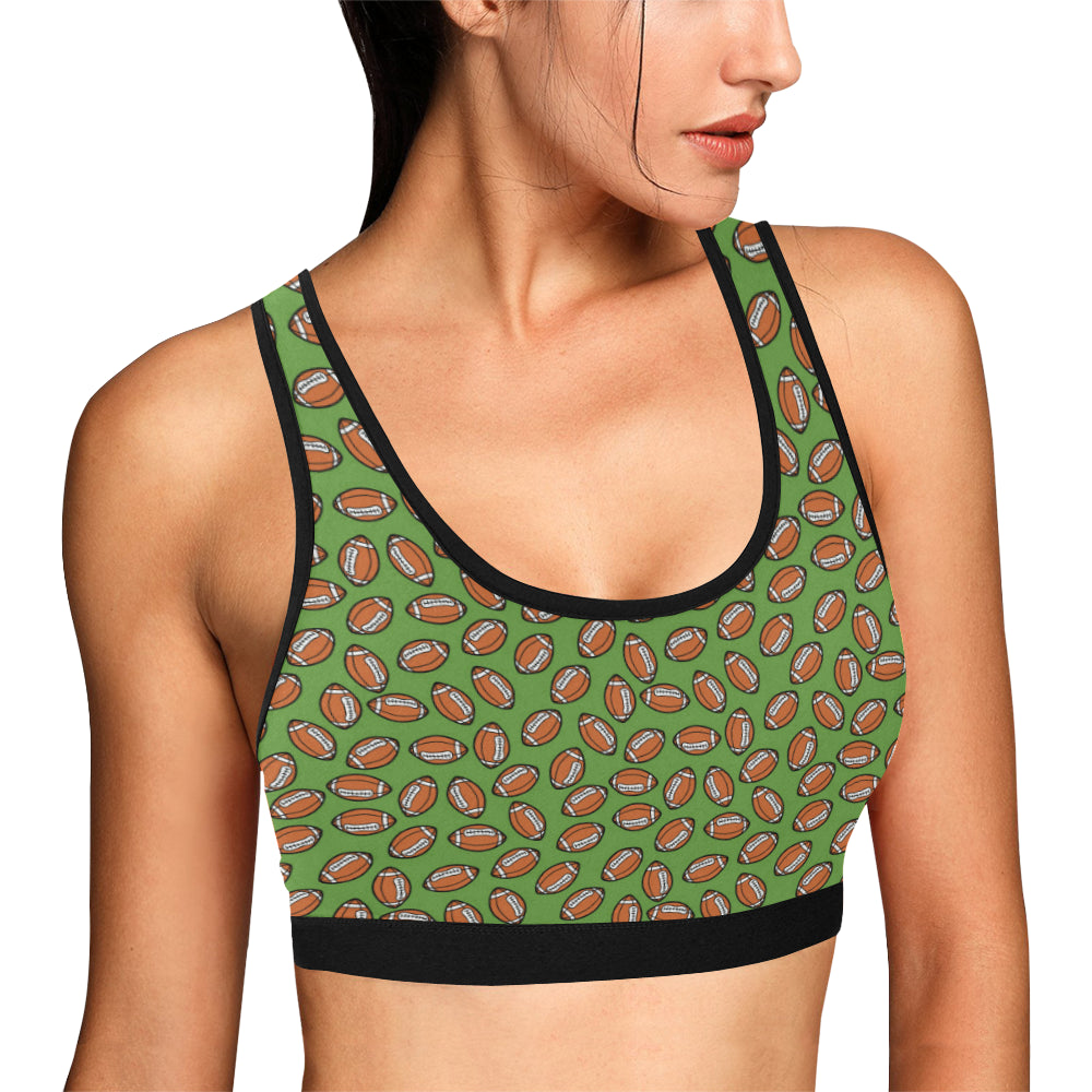 American Football on Green Design Sports Bra