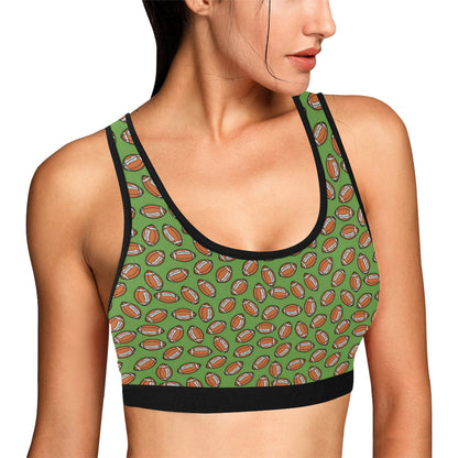 American Football on Green Design Sports Bra