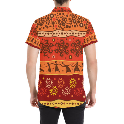 African Pattern Print Design 04 Men's Short Sleeve Button Up Shirt
