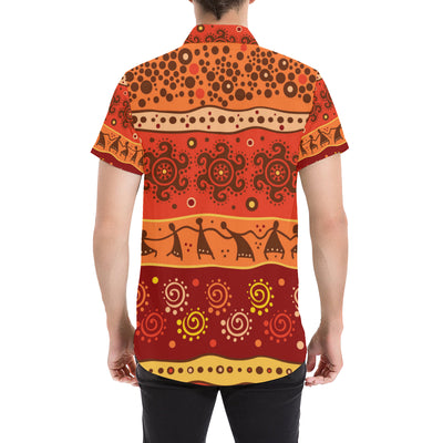 African Pattern Print Design 04 Men's Short Sleeve Button Up Shirt