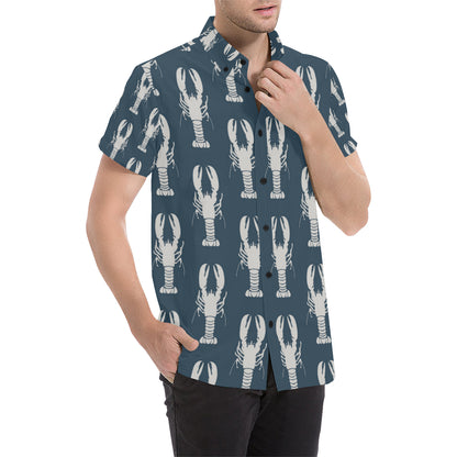 Lobster Pattern Print Design 02 Men's Short Sleeve Button Up Shirt