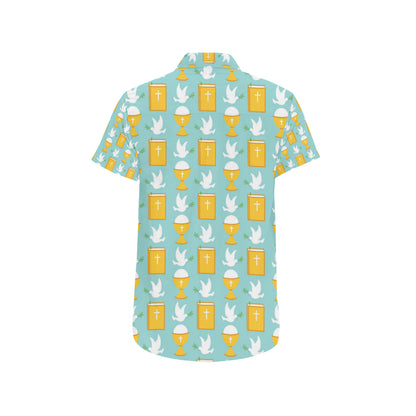 Christian Pattern Print Design 02 Men's Short Sleeve Button Up Shirt
