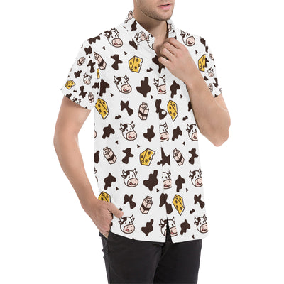 Cow Pattern Print Design 06 Men's Short Sleeve Button Up Shirt