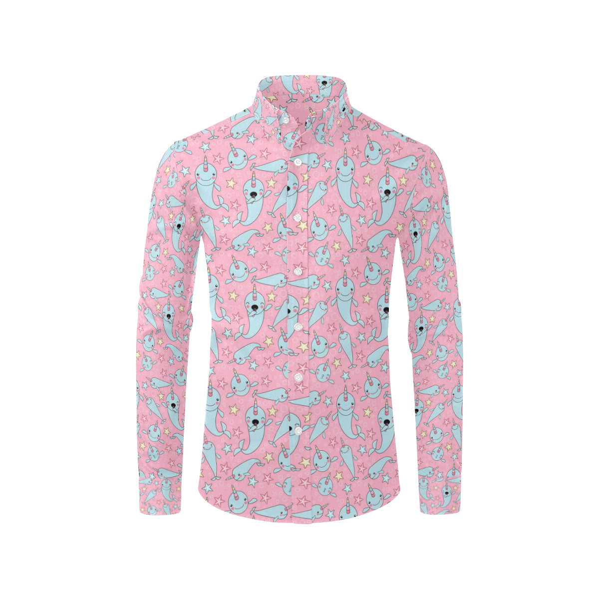 Narwhal Cartoon Cute Print Men's Long Sleeve Shirt