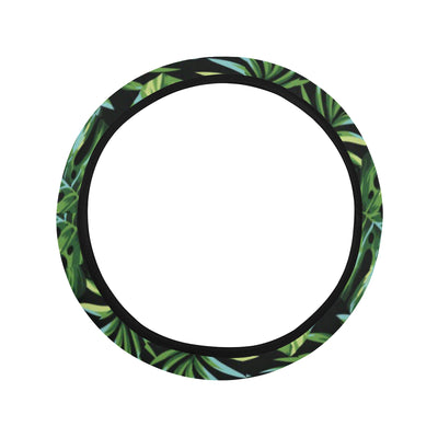 Palm Leaves Pattern Print Design PL013 Steering Wheel Cover with Elastic Edge