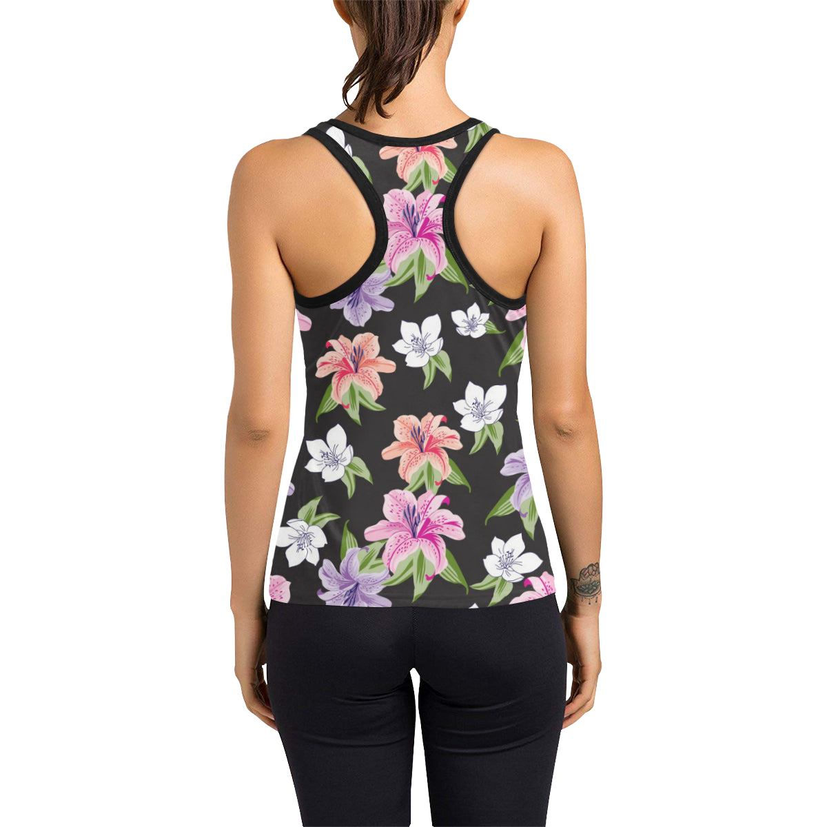 Lily Pattern Print Design LY02 Women's Racerback Tank Top