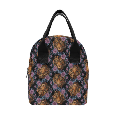 Tiger Head Floral Insulated Lunch Bag