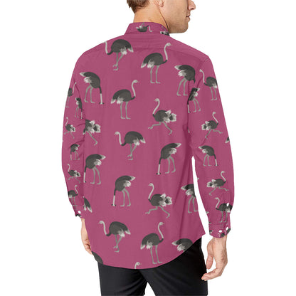 Emu Pattern Print Design 02 Men's Long Sleeve Shirt