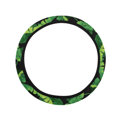 Banana Leaf Pattern Print Design 02 Steering Wheel Cover with Elastic Edge